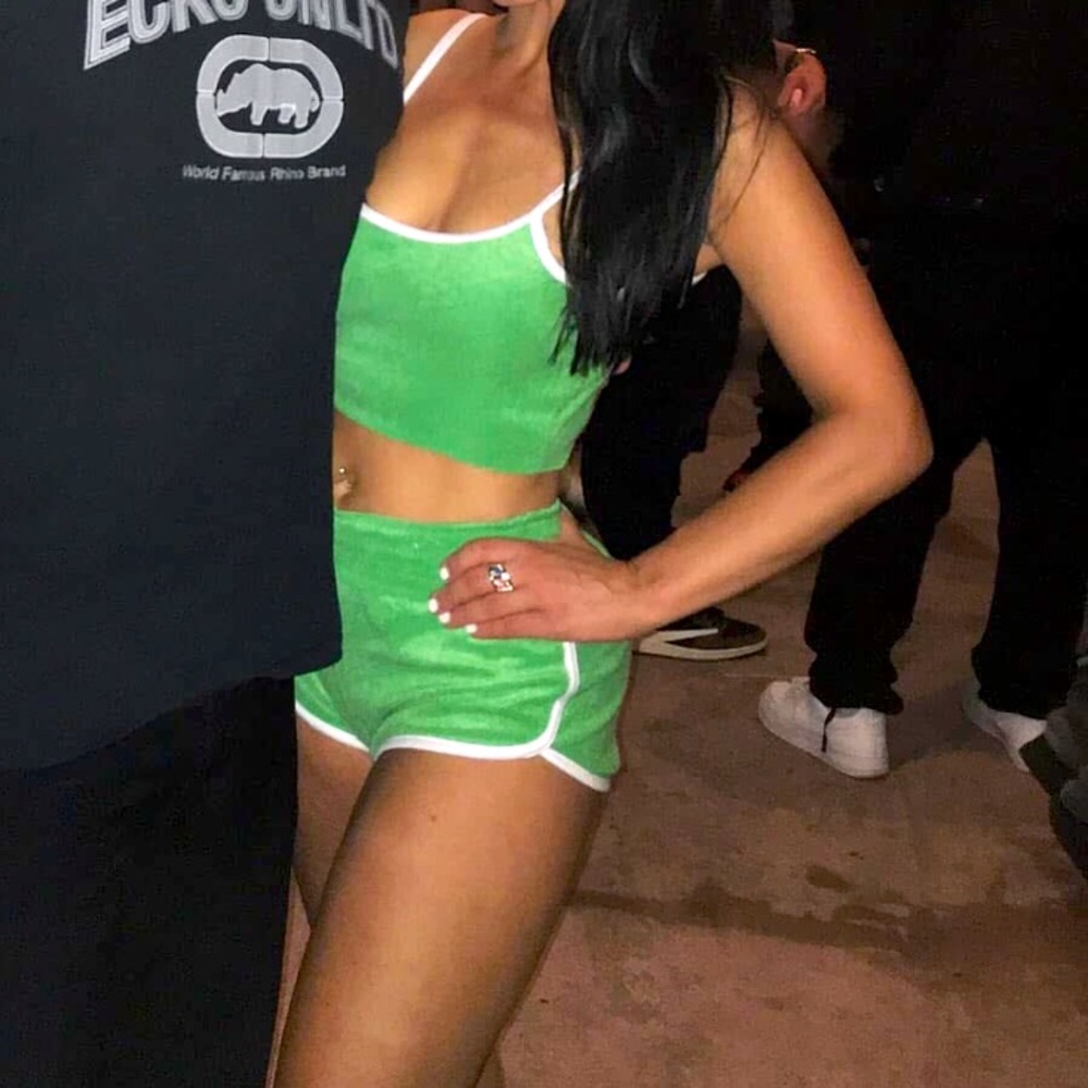 Green and White Two-Piece Set